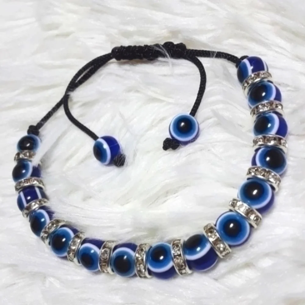 Protective Evil Eye Beaded Silk Cord Bracelet